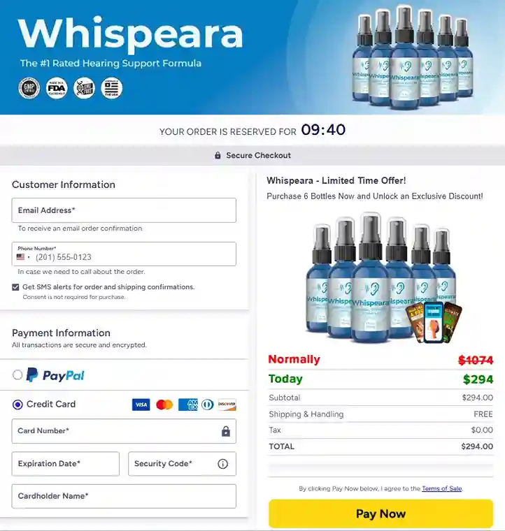 Whispeara Whispeara Order Page